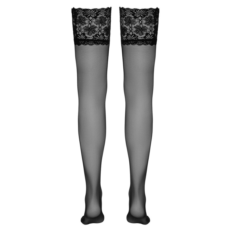 Cottelli LEGWEAR - Seksowne Czarne Pończochy Z Wysoką Koronką 6